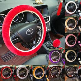 Steering Wheel Covers 3Pcs/Set Car Soft Plush Cover Handbrake Accessory Automotive Interior Case