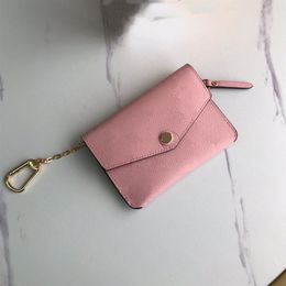 Imprinted Leather Key Holder Wallets With Cover Square Shape Envelope Style Outer Zipper Pocket Inner Key Chain189c
