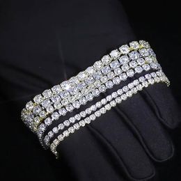14K Gold Plated Hip-hop Tide Men's Women Tennis Bracelet Zircon-microencased 3mm 4mm 5mm Bracelets 7ich 8inch Length Whos260D