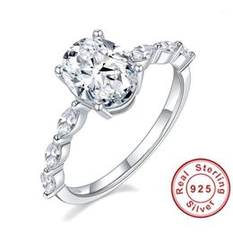 Wedding Rings Glittering Natural Moissanite Gemstone Classic Simple Type 6 Ring For Girl 925 Sterling Silver Fine Jewelry231y