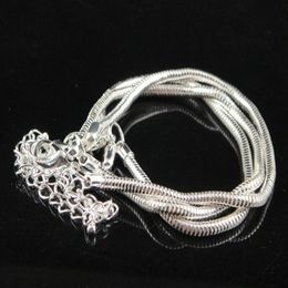 classic DIY 925 silver plating Snake chain Bracelets fit Europen Charms beads Lobster clasp bracelet 50pcs2679