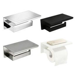 White &Mirror Chrome Polished & Black & Brushed Stainless Steel Toilet Paper Holder Top Place Things Platform 4 Choices236C