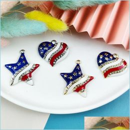 Pendant Necklaces 10Pcs/Lot Christmas Pendants Drop Ornament Halloween Valentines Day Stripe Star Rhinestone Charms For Chunky Jewellery Dhde2