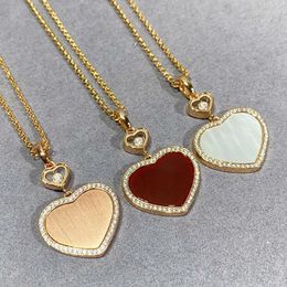 Pendants European And American Fashion Rose Gold Heart Pendant Women's Necklace Simple Temperament Sparkle Party Jewelry