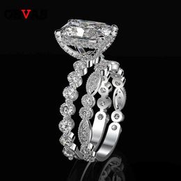 OEVAS 100% 925 Sterling Silver Wedding Rings Set For Women Sparking Created Moissanite Gemstone Diamonds Engagement Fine Jewelry240E