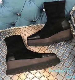 FASHIONVILLE black nude orange strech platform short boots wedge fashion comfortable