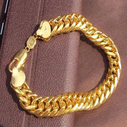 Big Miami Cuban Link BRACELET Thick 25mil G F Solid Gold Chain Luxurious Heavy1926