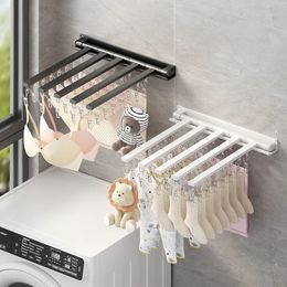 Hangers Racks Folding clothes hanger multi clip wall hanging sock dryer household windproof and cool storage rack clothes drying rack 231205