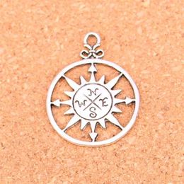 34pcs Antique Silver Plated compass Charms Pendants for European Bracelet Jewelry Making DIY Handmade 36 27mm235w