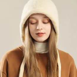 Ball Caps Cute Wool Hat Women Knitted Slouchy Warm Winter Hats Soft Light Earflap Beanie Hip-Hop Female