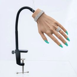 False Nails Silicone Practise Hand Lifelike Acrylic Nail Art Mannequin Finger Training with Clip Holder for DIY Salon Artists ZHQ0322 231204