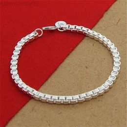 High Quality 925 Silver Bracelet 4Mm 8Inch Venetian Square Bracelet For WomenMen Party Charm Jewelry Gifs L220808265Z