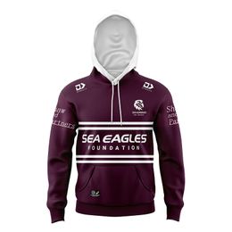 2023 2024 Kids Rugby Hoody 23 24 Manly Sea Eagles Hoodies Boys Girls Home Away Outdoor Hoodies