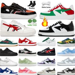 2024 Designer Casual Shoes sta sk8 Low for men Sneakers Patent Leather Black White Blue pink Camouflage Skateboarding jogging Sports Star Trainers Size US 11