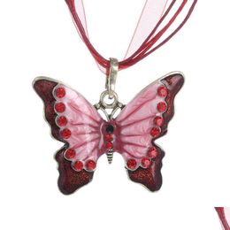 Colares de pingente de cristal borboleta gargantilhas colar jóias de luxo longa corrente animal strass pingente entrega gota jóias necklac