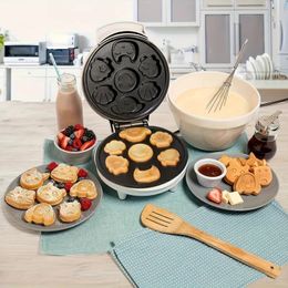 US Plug Mini Waffle Cooking Machine - Produce 7 Different Shapes Of Pancakes-Including A Cat,Electric Non Stick Waffle Iron,Pan Cake Pot Roaster For Children And Adults