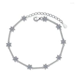 Moissanite Charm Bracelets Silver Bracelet With Ten Diamonds And A Six-pointed Star Jewellery Fawn222106