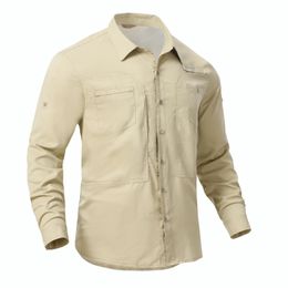 Men's Casual Shirts Men's UPF 50 Long Sleeve Fishing Shirts Summer Sun Protection Hiking Shirt Casual Button Down Tactical Shirts 231205