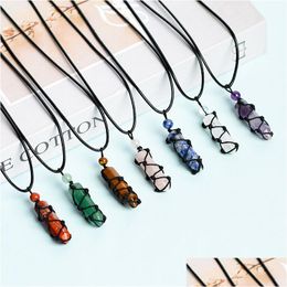 Pendant Necklaces Natural Crystal Stone Net Hexagonal Necklace Healing For Women Jewelry Drop Delivery Pendants Dh4Xg