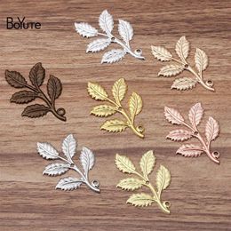 BoYuTe 50 Pieces Lot 32 50MM Metal Brass Stamping Leaf Pendant Charms Diy Hand Made Jewelry Findings Components235s