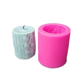 Candles 3D Knitting Wool Cylinder Silicone Candle Chocolate Mould Lines Shape DIY Mold Craft Tools Party Supply310M