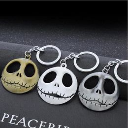 10pcs Lot Movie Jewelry Skull Head Skellington Men Key Chain The Nightmare Before Christmas Pumpkin King Santa Jack Key Ring Jewel294h