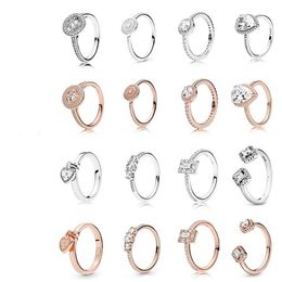 Cluster Rings High-quality 925 Silver Rose Gold Love Knot Charm Fairy-tale Light Heart-shaped Padlock Ring Original Jewelry For324T