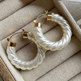 Dangle Earrings Luxury Designer Jewelry 18K Gold Plated Big Hoop 2023 Korean Pearl Circle For Women Lady Party Gifts