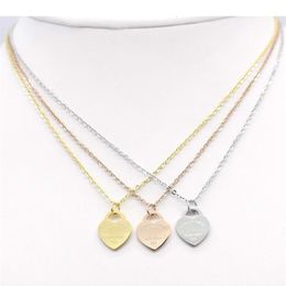 Jewerly Stainless Steel 18K Gold Plated Necklace Short Chain Silver Heart Necklace Pendant Locket Necklaces Chains For Women Coupl320V