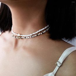 Chains Bohemia Separable Two Layered Black And White Beads Necklace Small Beaded Conch Shell Choker For Women Girl Party Gifts