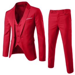 Men's Suits Blazers Fashion Men Classic 3 Piece Set Suit Wedding Grooming Slim Fit Men Suit Sets Large Size Men Blazer Pants Vest 231205