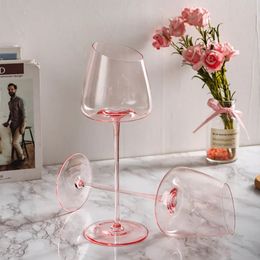 Wine Glasses 250650ml Oblique Flamingo Sexy Pink Champagne Wine Glasses Concave Art Cocktail Goblet Cup Crystal Glass Wedding Gift Drinkware 231205