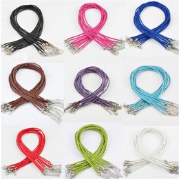In Stock lot 50pcs 3MM 18 lobster clasp knit mixed Colour Leather Braid Rope Necklace For diy Jewellery Making findings2271