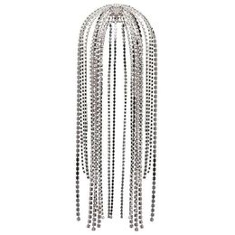 StoneFans Trendy Rhinestone Hair Accessories Chain for Women Jewellery Elegant Full Crystal Tassel Hairbands Long Chain Headwear W01216S