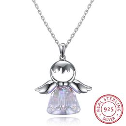 Pendant Necklaces Guardian Angel 2 Color Crystal From Swarovskis Maxi Necklace Collier Whole Fashion Jewelry Name Bead274C