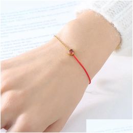 Chain Link Bracelets Fashion Trend Unique Design Elegant Exquisite Retro Red Rope Titanium Steel Bracelet Women Jewellery Party Premiu Dhuif