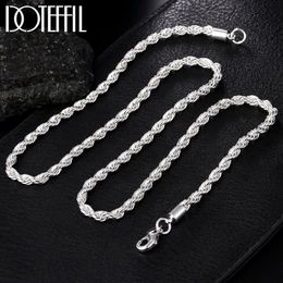 925 Sterling Silver ed Rope Chain Necklace 16 18 20 22 24 Inch 4mm For Women Man Fashion Wedding Charm Jewelry252f