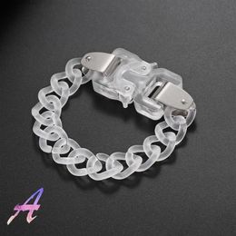 Chokers Alyx 9SM Transparent Acrylic Bracelet Industrial Function Wind Titanium Steel Metal Safety Buckle BraceletChokers251s