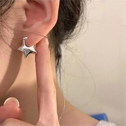 Stud Earrings 1 Pair Y2K Simple Star Korean Fashion Silver Color Pentagram Ear Studs For Women Girls Jewelry Gift