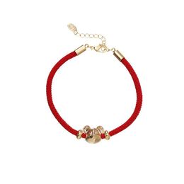 Chinese style niche design zodiac rat red rope bracelet temperament female simple personality trend bracelet street gift jewelry b260H