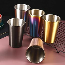 Water Bottles 230350500ml Stainless Steel Beer Mugs Cold Drinks Cups NorthernEurope Portable Coffee Cup Single Layer Drinkware for Office 231205