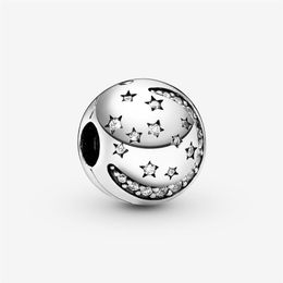 New Arrival 100% 925 Sterling Silver Moon and Twinkling Stars Clip Charm Fit Original European Charm Bracelet Fashion Jewelry Acce181r