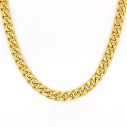 Real 10k Yellow Gold Filled Miami Cuban Chain Necklace 24 Inch Custom Box Lock Men 10mm width 5mm Thickness Heavy282t