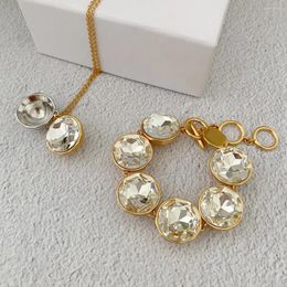 Chains Designer Brand Gold Ball Large Crystal Necklace Bracelet Luxury Set For Women Top Quality Jewellery Party Runway Trends