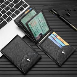 Cow leather RFID men wallets credit card holders mens driver's Licence wallet with male Clasp Pocket Purse225f229I