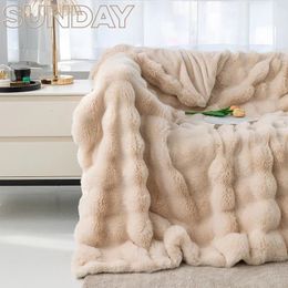 Blankets Imitation Rabbit Fur Plush Blanket Winter Warmth Super Comfortable Blanket Bed Luxury Warm Sofa Cover High Quality Throw Blanket 231204