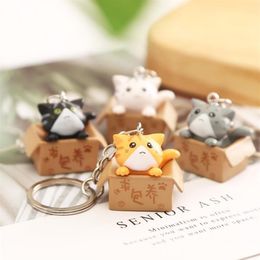 3cm Cute Cartoon Key Chain Begging for Naughty Japanese Style Cat Pendant Personality Keychain Bag Keychain Jewellery Keyring290p