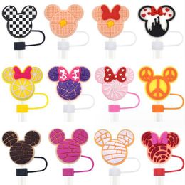 cute cartoon straw toppers in stock pvc soft straw decoration accessories water cup straw cover cap