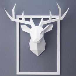 3D Animal Head Wall Hanging Decoration Animal Figurine Living Room Wall Decor Decorative Deer Sculpture Home Interior Decoration 2318G