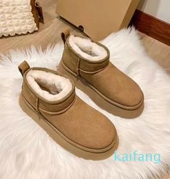 2023 Fashion Australia Classic ultra mini platform boots Tazz Suede slipper women snow boot designer slippers chestnut Charcoal brown Sheepskin